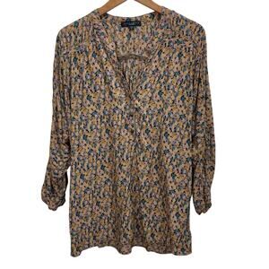 Sanctuary Women’s Floral Peasant Tunic Blouse Long Sleeve Size Large Boho